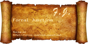Forrai Jusztina névjegykártya